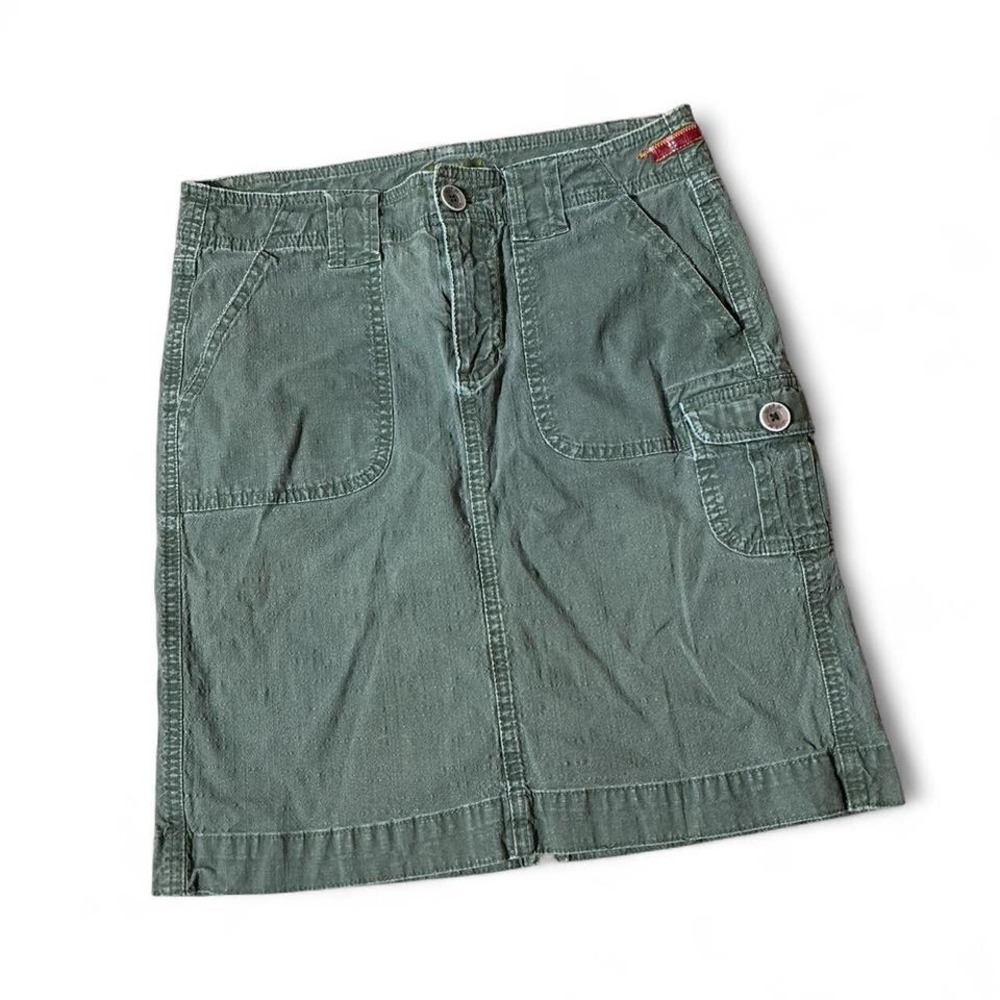 Y2K Worn Green Cargo Mini Skirt Utility‎ Pockets WB6033 WX601-92 Sz 6 Gorpcore
